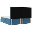 vidaXL Ágy tárolóval és matraccal Sötét kék 160 x 200 cm Bársony