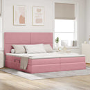 vidaXL Ágy tárolóval és matraccal Rózsaszín 200 x 200 cm Bársony