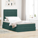 vidaXL Ágy tárolóval és matraccal Sötétzöld 120 x 200 cm Bársony