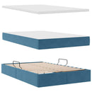 vidaXL Ágy tárolóval és matraccal Sötét kék 120 x 200 cm Bársony