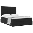 vidaXL Ágy tárolóval és matraccal Fekete 140 x 190 cm Bársony