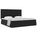 vidaXL Ágy tárolóval és matraccal Fekete 200 x 200 cm Bársony