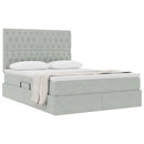 vidaXL Ágy tárolóval és matraccal Világosszürke 140 x 190 cm Bársony