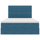 vidaXL Ágy tárolóval és LED lámpával Sötét kék 140 x 190 cm Bársony