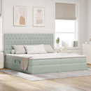 vidaXL Ágy tárolóval és matraccal Világosszürke 200 x 200 cm Bársony