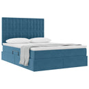 vidaXL Ágy tárolóval és matraccal Sötét kék 140 x 200 cm Bársony
