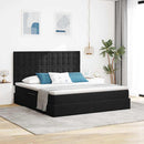 vidaXL Ágy tárolóval és matraccal Fekete 160 x 200 cm Bársony