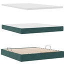 vidaXL Ágy tárolóval és matraccal Sötétzöld 180 x 200 cm Bársony