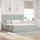 vidaXL Ágy tárolóval és matraccal Világosszürke 200 x 200 cm Bársony