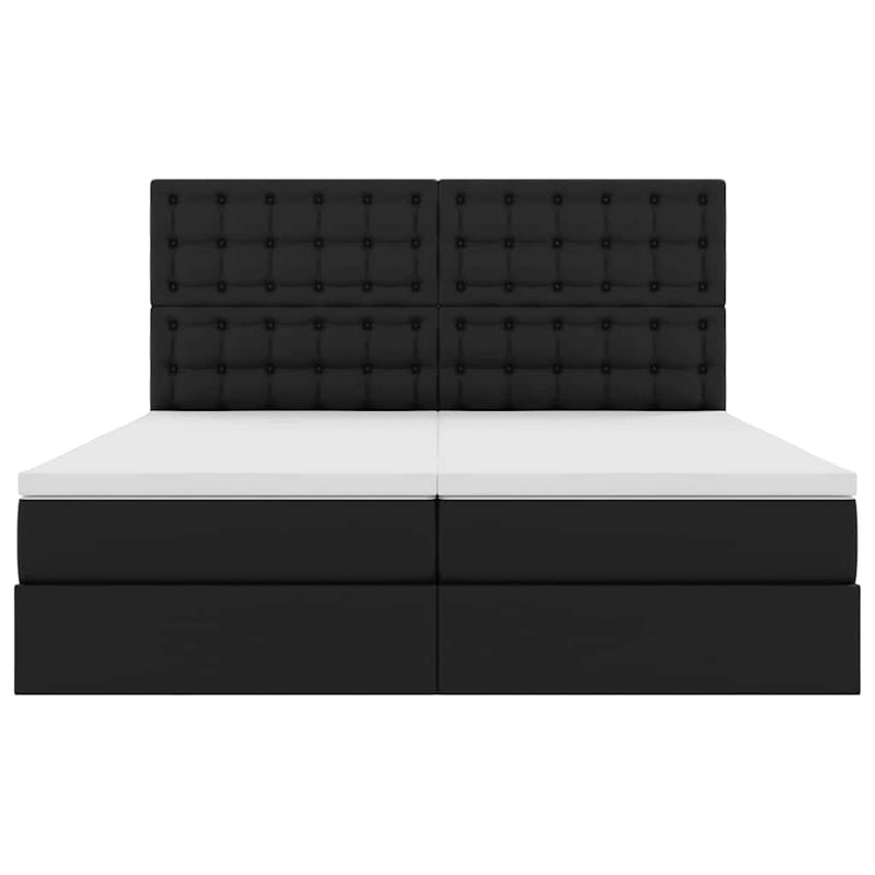 vidaXL Ágy tárolóval és matraccal matracmal Fekete 200 x 200 cm Műbőr