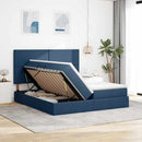 vidaXL Tárolós Ágy matracmal fejtámlával Kék 180 x 200 cm Műbőr
