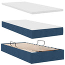 vidaXL Tárolós Ágy fejtámlával tárolóval Kék 180 x 200 cm Szövet