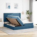 vidaXL Tárolós Ágy fejtámlával Sötét kék 180 x 200 cm Bársony