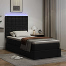 vidaXL Ágy tárolóval és LED lámpával leddel Fekete 90 x 200 cm Műbőr