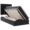 vidaXL Ágy tárolóval és LED lámpával leddel Fekete 90 x 200 cm Műbőr