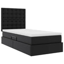 vidaXL Ágy tárolóval és LED lámpával leddel Fekete 90 x 200 cm Műbőr