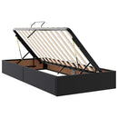 vidaXL Ágy tárolóval és LED lámpával leddel Fekete 90 x 200 cm Műbőr
