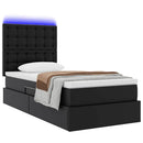 vidaXL Ágy tárolóval és LED lámpával leddel Fekete 90 x 200 cm Műbőr