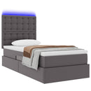 vidaXL Ágy tárolóval és LED lámpával leddel Szürke 90 x 200 cm Műbőr