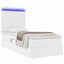 vidaXL Ágy tárolóval és LED lámpával Tiszta Fehér 100 x 200 cm Műbőr