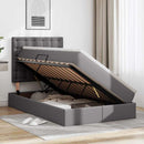 vidaXL Ágy tárolóval és LED lámpával Szürke 120 x 190 cm Műbőr