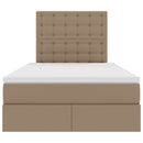 vidaXL Ágy tárolóval és LED lámpával Cappuccino 120 x 190 cm Műbőr