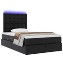 vidaXL Ágy tárolóval és LED lámpával leddel Fekete 120 x 200 cm Műbőr