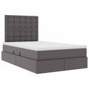vidaXL Ágy tárolóval és LED lámpával Szürke 120 x 200 cm Műbőr