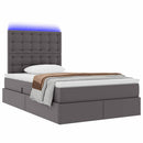 vidaXL Ágy tárolóval és LED lámpával Szürke 120 x 200 cm Műbőr
