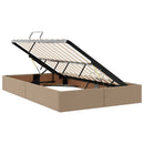 vidaXL Ágy tárolóval és LED lámpával matracmal Kávé 120 x 200 cm Műbőr