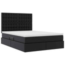 vidaXL Ágy tárolóval és LED lámpával leddel Fekete 140 x 190 cm Műbőr