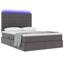 vidaXL Ágy tárolóval és LED lámpával leddel Szürke 140 x 200 cm Műbőr