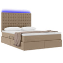 vidaXL Ágy tárolóval és LED lámpával tárolóval Kávé 140 x 200 cm Műbőr