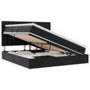 vidaXL Ágy tárolóval és LED lámpával leddel Fekete 160 x 200 cm Műbőr