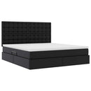 vidaXL Ágy tárolóval és LED lámpával leddel Fekete 160 x 200 cm Műbőr