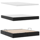 vidaXL Ágy tárolóval és LED lámpával leddel Fekete 160 x 200 cm Műbőr