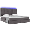 vidaXL Ágy tárolóval és LED lámpával leddel Szürke 160 x 200 cm Műbőr