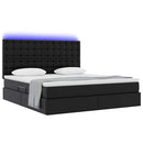 vidaXL Ágy tárolóval és LED lámpával leddel Fekete 180 x 200 cm Műbőr