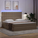 vidaXL Ágy tárolóval és LED lámpával tárolóval Kávé 180 x 200 cm Műbőr