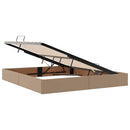 vidaXL Ágy tárolóval és LED lámpával tárolóval Kávé 180 x 200 cm Műbőr