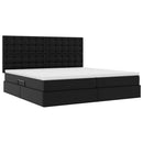 vidaXL Ágy tárolóval és LED lámpával leddel Fekete 200 x 200 cm Műbőr