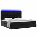 vidaXL Ágy tárolóval és LED lámpával leddel Fekete 200 x 200 cm Műbőr