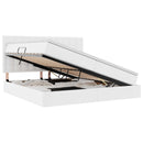 vidaXL Ágy tárolóval és LED lámpával Tiszta Fehér 200 x 200 cm Műbőr