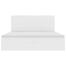 vidaXL Ágy tárolóval és LED lámpával Tiszta Fehér 200 x 200 cm Műbőr