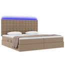 vidaXL Ágy tárolóval és LED lámpával matracmal Kávé 200 x 200 cm Műbőr