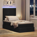 vidaXL Ágy tárolóval és LED lámpával Fekete 90 x 190 cm Poliészter