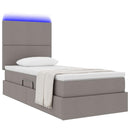 vidaXL Ágy tárolóval és LED lámpával Tópszínű 90 x 190 cm Poliészter