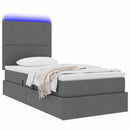 vidaXL Ágy tárolóval és LED lámpával matracmal Sötétszürke 90 x 200 cm