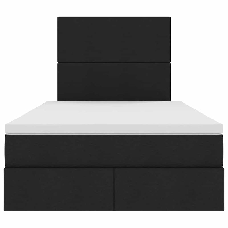 vidaXL Ágy tárolóval és LED lámpával Fekete 120 x 190 cm Poliészter