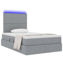 vidaXL Ágy tárolóval és LED lámpával leddel Világosszürke 120 x 200 cm